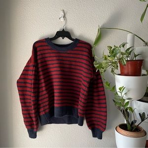 Madewell Parisian Stripe Drop Shoulder Balloon Sleeve Sweater